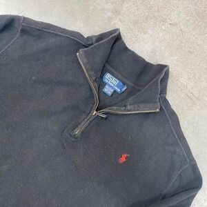 Polo Ralph Lauren Quarter Zip Sweatshirt Black Pony Logo Men's Size XXL